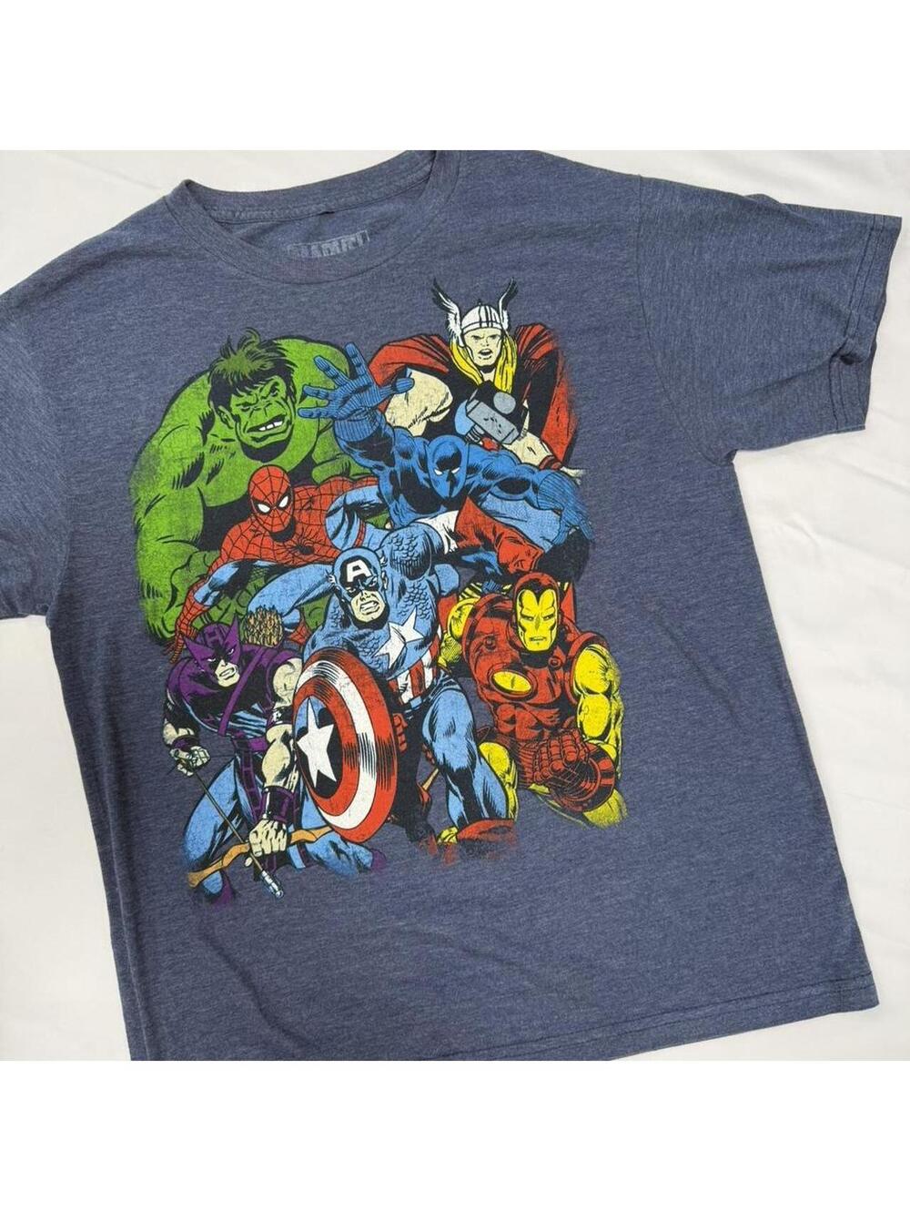 Marvel Men's Blue and Navy Tshirt
